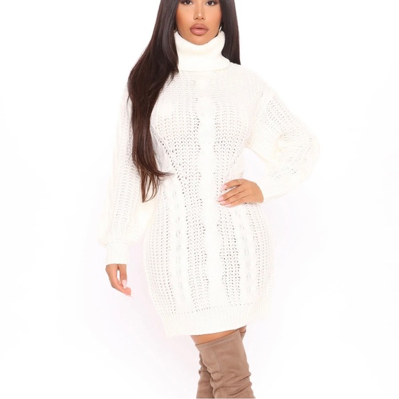 white turtleneck dress fashion nova The dress did its thing  @fashionnova Nayelli Sweater Maxi Dress